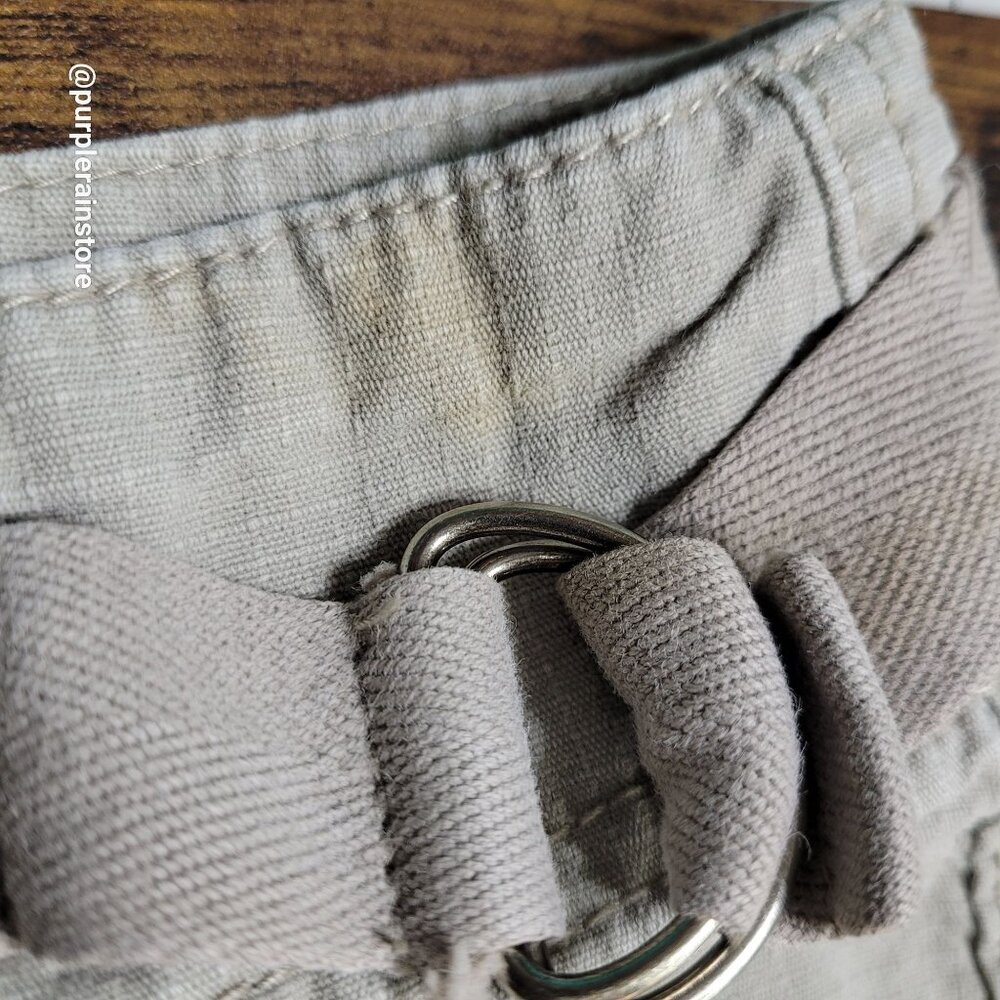 French Cuff Cargo Capri Pants 10 Mid Rise Rip Stop Beige Outdoor Preppy Gorpcore - Picture 3 of 11